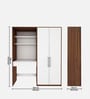 Crest Hutch Desk Cum Wardrobe In Walnut and Frosty White Finish