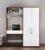 Crest Hutch Desk Cum Wardrobe In Walnut and Frosty White Finish