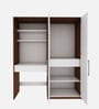 Crest Hutch Desk Cum Wardrobe In Walnut and Frosty White Finish