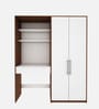 Crest Hutch Desk Cum Wardrobe In Walnut and Frosty White Finish