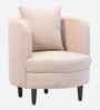 Cresta Corduroy Velvet  Fabric 1 Seater Sofa in Beige Color