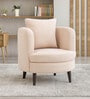 Cresta Corduroy Velvet  Fabric 1 Seater Sofa in Beige Color