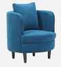 Cresta Corduroy Velvet  Fabric 1 Seater Sofa in Blue Color