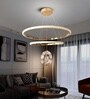 Crewt 50W | 60 Cm | Google & Alexa | Height Adjustable | 3 Light Mode | Modern LED Ceiling Chandelier for Living Room, Dining, Bedroom, Hall, Kitchen, Office,Luxury Decorative Lighting
