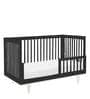 Solid Wood Crib in Jet Black Colour with Convertible Bed