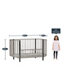 Solid Wood Crib in Grey Colour with Convertible Bed