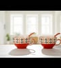 Crimson Red Ceramic Bowl Set of 2
