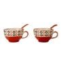 Crimson Red Ceramic Bowl Set of 2