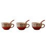 Crimson Red Ceramic Bowl Set of 3