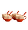 Crimson Red Ceramic Bowl Set of 4
