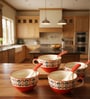 Crimson Red Ceramic Bowl Set of 4