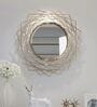 Grey Criss Cross Metal Wall Mirror