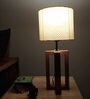 Criss Cross White & Yellow Shade Table Lamp With Fabric Base