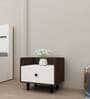 Sora Bedside Table in Dark Elm & Frosty White Color