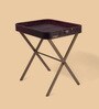 Croco Leather Foldable End Table In Burgundy Finish