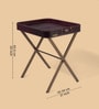 Croco Leather Foldable End Table In Burgundy Finish