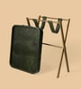Croco Leather Foldable End Table In Green Finish
