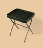 Croco Leather Foldable End Table In Green Finish