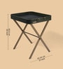 Croco Leather Foldable End Table In Green Finish