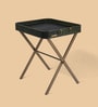 Croco Leather Foldable End Table In Green Finish