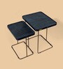 Croco Leather Nest Of Tables In Blue Finish (Set Of 2)