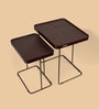 Croco Leather Nest Of Tables In Brown Finish (Set Of Two)