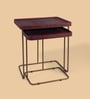 Croco Leather Nest Of Tables In Burgundy Finish (Set Of Two)
