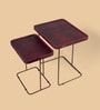 Croco Leather Nest Of Tables In Burgundy Finish (Set Of Two)