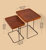 Croco Leather Nest Of Tables In Tan Finish (Set Of Two)