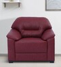 Muebles Casa Croma Leatherette 1 Seater Sofa in Cherry Colour