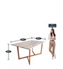 Cross Marble  6 Seater Dining Set in Metallic Copper Finish with Bench