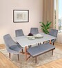Cross Marble  6 Seater Dining Set in Metallic Copper Finish with Bench