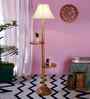 Cross Pleated Cotton Wooden Floor Lamp