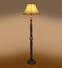 Cross Pleated Cotton Wooden Floor Lamp