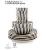 Crosswalk Grey Striped White Ceramic (Set of 14)