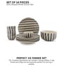 Crosswalk Grey Striped White Ceramic (Set of 14)