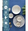 Crosswalk Grey Striped White Ceramic (Set of 14)
