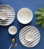 Crosswalk Grey Striped White Ceramic (Set of 14)