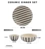 Crosswalk Grey Striped White Ceramic (Set of 14)