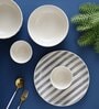 Crosswalk Grey Striped White Ceramic 10 Pc Dinner Set