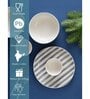 Crosswalk Grey Striped White Ceramic 10 Pc Dinner Set