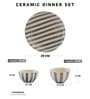 Crosswalk Grey Striped White Ceramic 20 Pc Dinner Set
