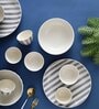 Crosswalk Grey Striped White Ceramic 20 Pc Dinner Set