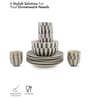 Crosswalk Grey Striped White Ceramic 20 Pc Dinner Set
