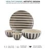 Crosswalk Grey Striped White Ceramic 20 Pc Dinner Set