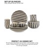 Crosswalk Grey Striped White Ceramic 20 Pc Dinner Set