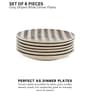 Crosswalk Grey Striped White Ceramic Dinner Plates (Set of 6)