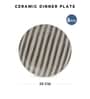 Crosswalk Grey Striped White Ceramic Dinner Plates (Set of 6)
