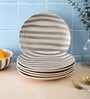 Crosswalk Grey Striped White Ceramic Dinner Plates (Set of 6)