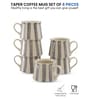 Crosswalk Grey Striped White Ceramic Taper Coffee Mugs (Set of 6)